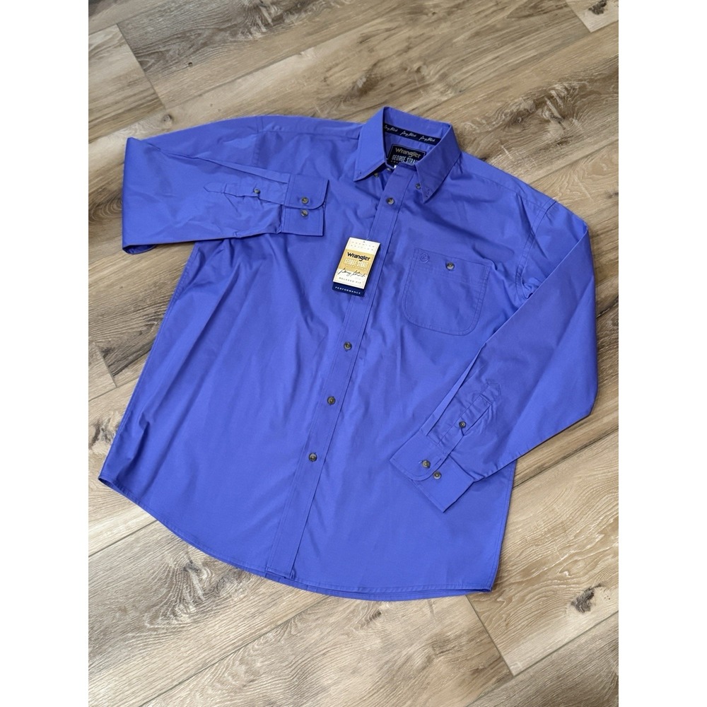 NWT Wrangler George Strait LargePurple /Blue Long Sleeve Button Down Shirt 75